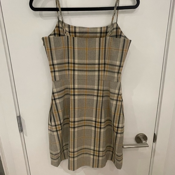 Aritzia Wilfred Tan Plaid Mini Dress - Picture 7 of 10